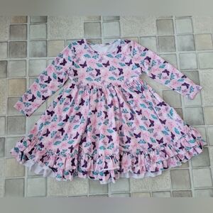 Foxtail Lilies Long Sleeve Butterfly Dress With Ruffles Size 10